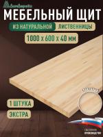 Мебельный щит лиственница кат. Экстра сращ. 1000 х 600 х 40