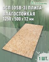 ОСП (OSB 3) плита влагостойкая 12 x 500 x 1250
