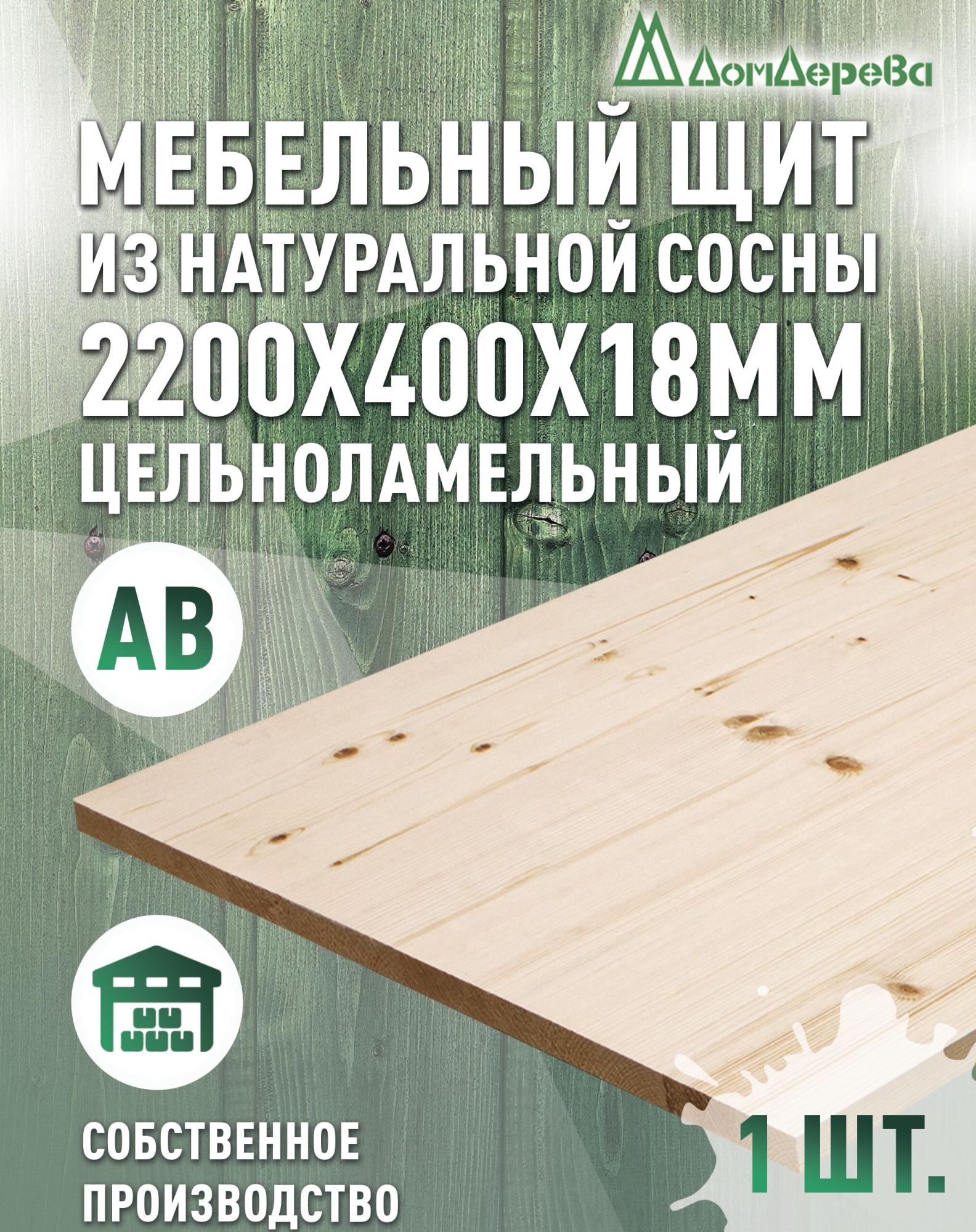Мебельный щит хв кат. АВ 2200 х 400 х 18