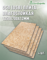ОСП (OSB 3) плита влагостойкая 12 x 700 x 1250 (4 шт)