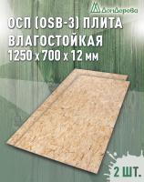 ОСП (OSB 3) плита влагостойкая 12 x 700 x 1250 (2 шт)