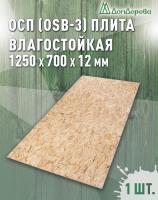 ОСП (OSB 3) плита влагостойкая 12 x 700 x 1250