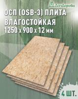 ОСП (OSB 3) плита влагостойкая 12 x 900 x 1250 (4 шт)