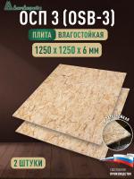 ОСП (OSB 3) плита влагостойкая 6 х 1250 х 1250 (2 шт)