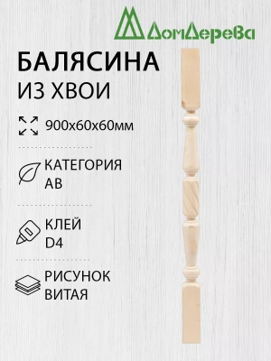 Балясина хв. 60 х 60 х 0,9 витая