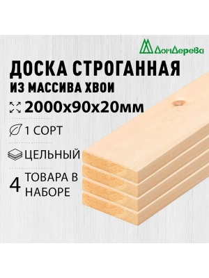 Доска строганная хвоя 1сорт 20 х 90 х 2,0 (4шт)