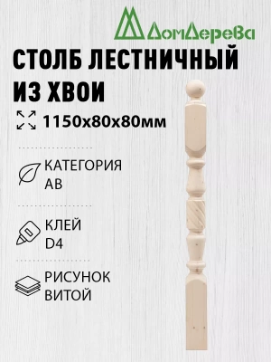 Столб хв. 80 х 80 х 1,1 - 1,2 витой