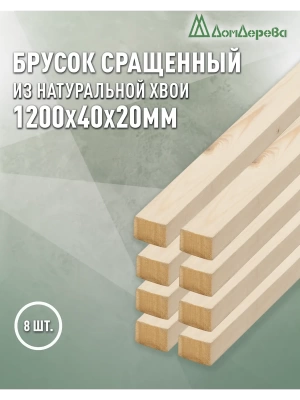 Брусок деревянный строганный хвоя 1сорт 20 х 45 х 1,2 (8шт)