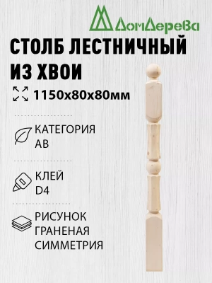 Столб хв. 80 х 80 х 1,1 - 1,2 граненая симметрия